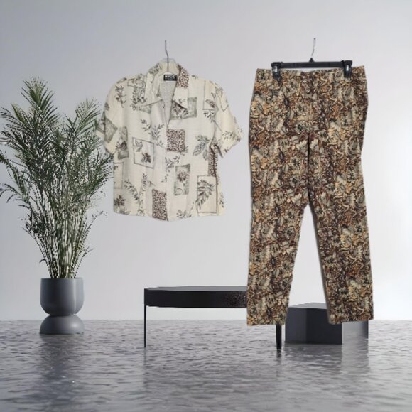 Vintage NYC Patterned Zip-Up Petite & Peck Peck Pants - Picture 3 of 12